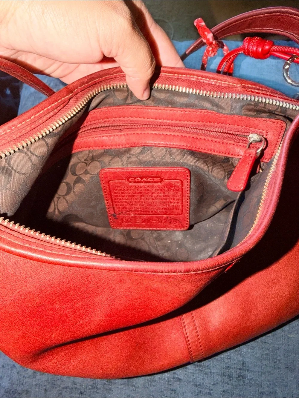 Vintage Coach 9249 Soho Slim Red Leather Hobo Bag
